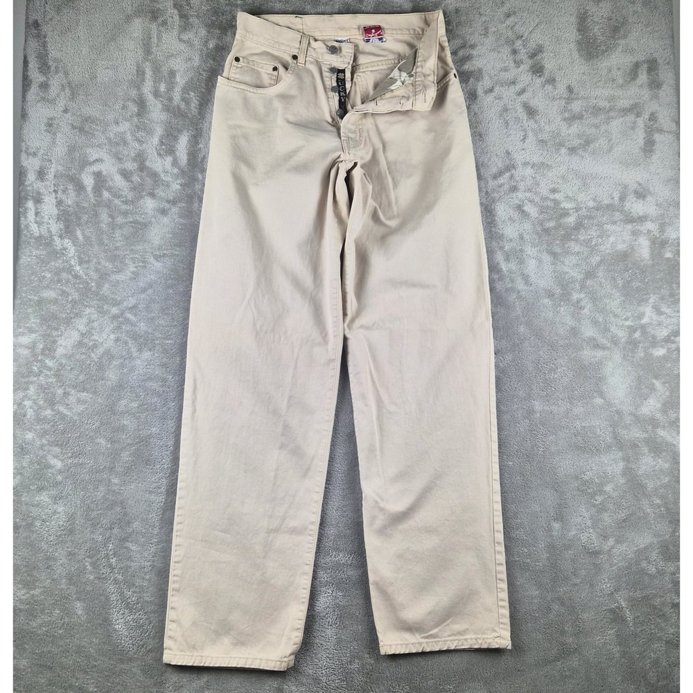 Vintage Lucky Brand Dungarees Jeans Womens 29x32 Cream Denim 100% Cotton USA